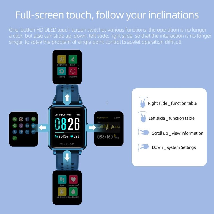 P8 1.3 inch IPS Color Screen Smart Watch, Support Heart Rate Monitoring / Blood Pressure Monitoring / Sleep Monitoring / Blood O