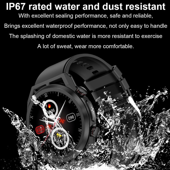 ET310 1.39 inch IPS Screen IP67 Waterproof Silicone Band Smart Watch, Support Body Temperature Monitoring / ECG (Black)