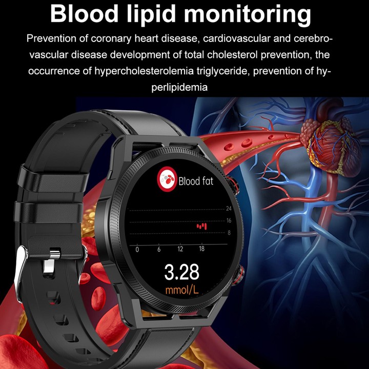 ET310 1.39 inch IPS Screen IP67 Waterproof Silicone Band Smart Watch, Support Body Temperature Monitoring / ECG (Black)