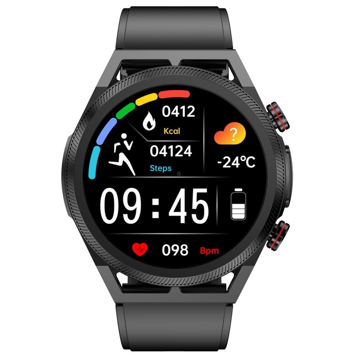 ET310 1.39 inch IPS Screen IP67 Waterproof Silicone Band Smart Watch, Support Body Temperature Monitoring / ECG (Black)