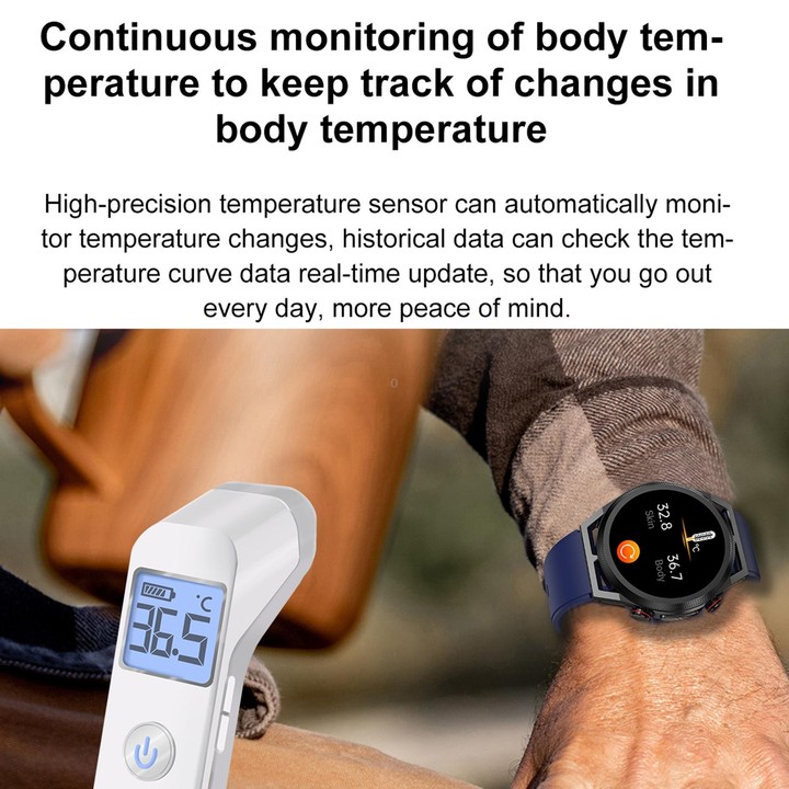 ET310 1.39 inch IPS Screen IP67 Waterproof Silicone Band Smart Watch, Support Body Temperature Monitoring / ECG (Black)