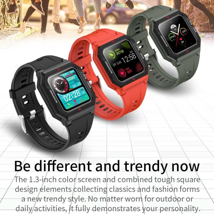 Lokmat FT10 1.3 inch IPS Touch Screen Waterproof Smart Watch, Support Music Play / Heart Rate / Blood Pressure Monitor(Green)
