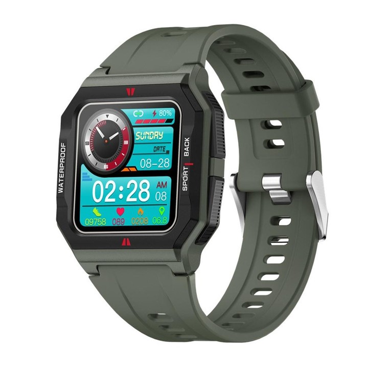 Lokmat FT10 1.3 inch IPS Touch Screen Waterproof Smart Watch, Support Music Play / Heart Rate / Blood Pressure Monitor(Green)