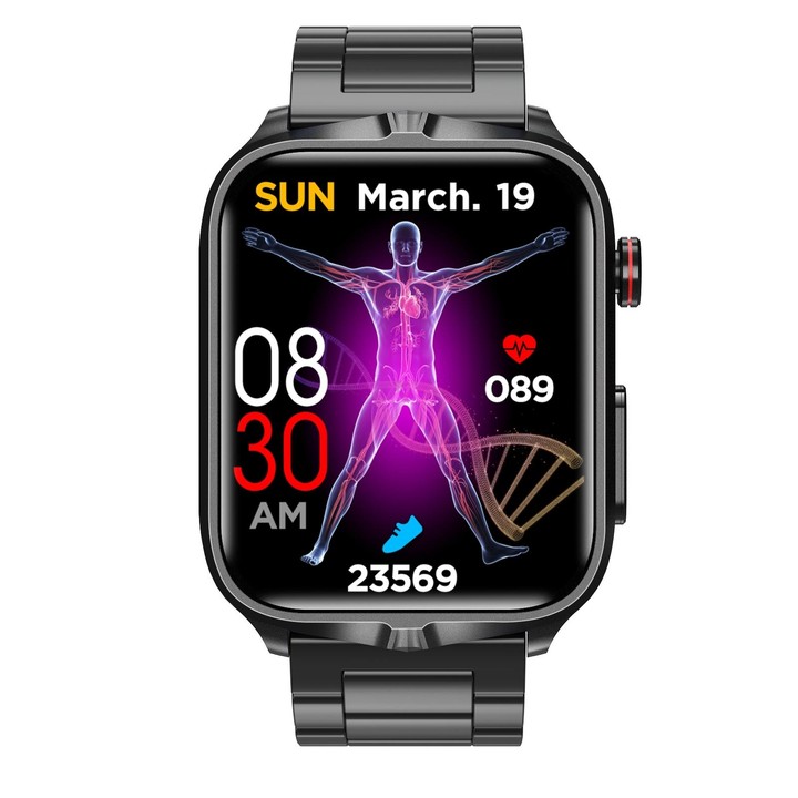TK11P 1.83 inch IPS Screen IP68 Waterproof Steel Band Smart Watch, Support Stress Monitoring / ECG (Black)