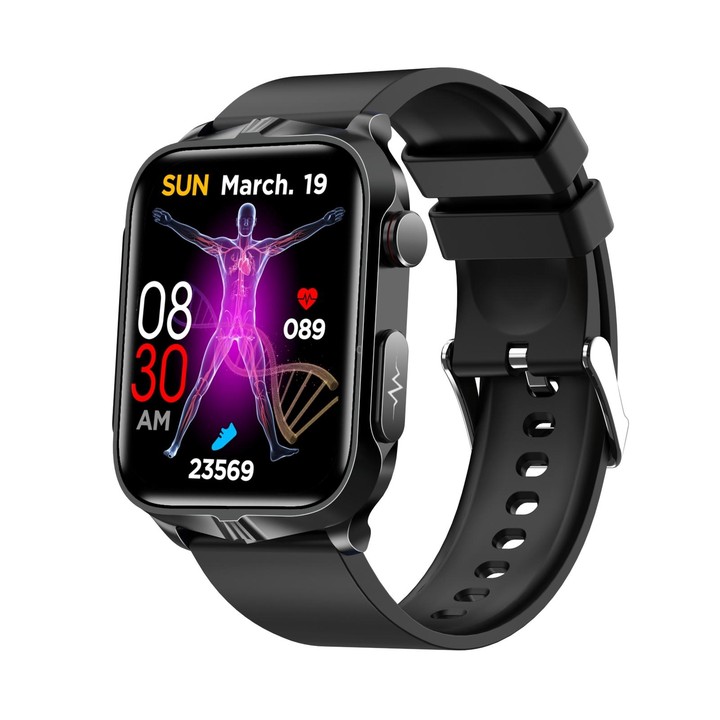 TK11P 1.83 inch IPS Screen IP68 Waterproof Silicone Band Smart Watch, Support Stress Monitoring / ECG (Black)
