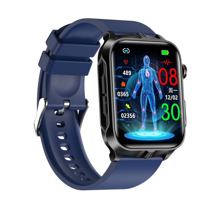 TK11P 1.83 inch IPS Screen IP68 Waterproof Silicone Band Smart Watch, Support Stress Monitoring / ECG (Blue)
