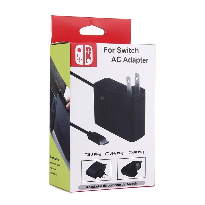 For Nintendo Switch NS Game Console Wall Adapter Charger Charger Adapter Charging Power, DC 5V, Cable Length: 1.5m, EU Plug(Blac