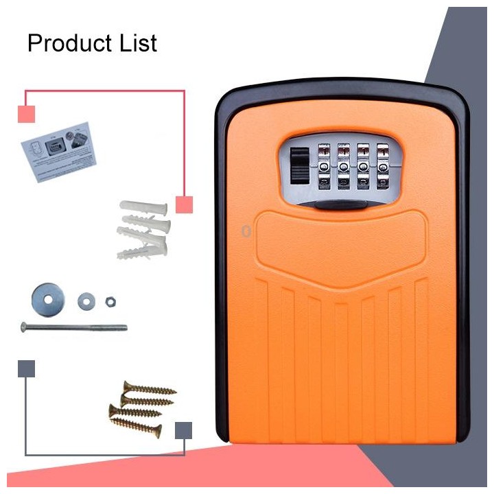 Large Password Lock Metal Storage Box Villa Security Box Wall Cabinet Safety Box(Orange)