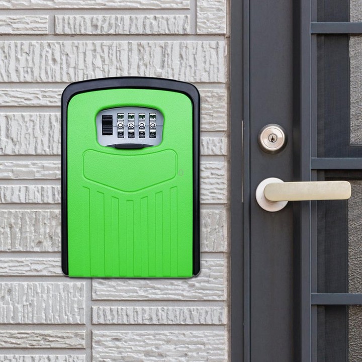Large Password Lock Metal Storage Box Villa Security Box Wall Cabinet Safety Box(Green)