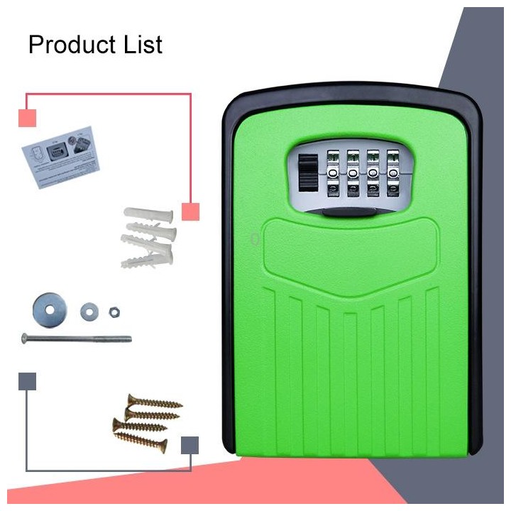 Large Password Lock Metal Storage Box Villa Security Box Wall Cabinet Safety Box(Green)
