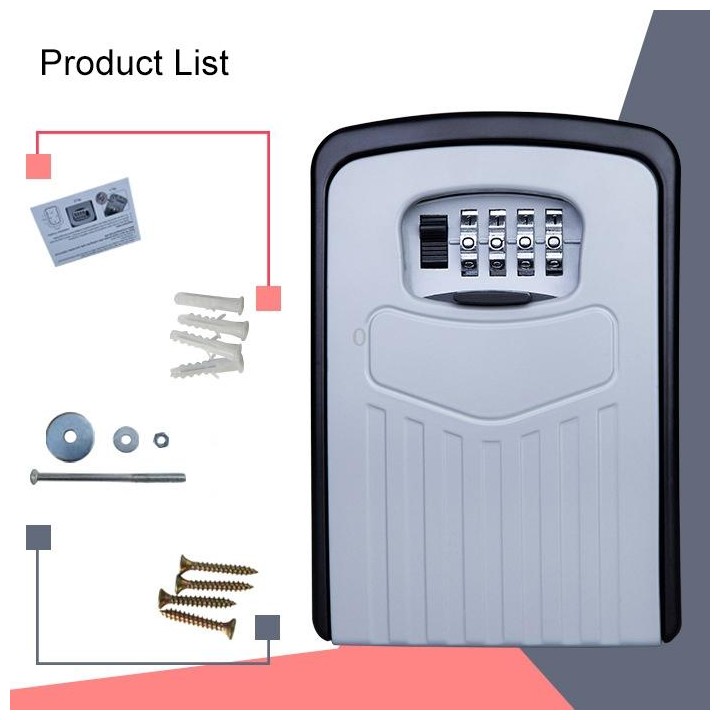 Large Password Lock Metal Storage Box Villa Security Box Wall Cabinet Safety Box(Grey)