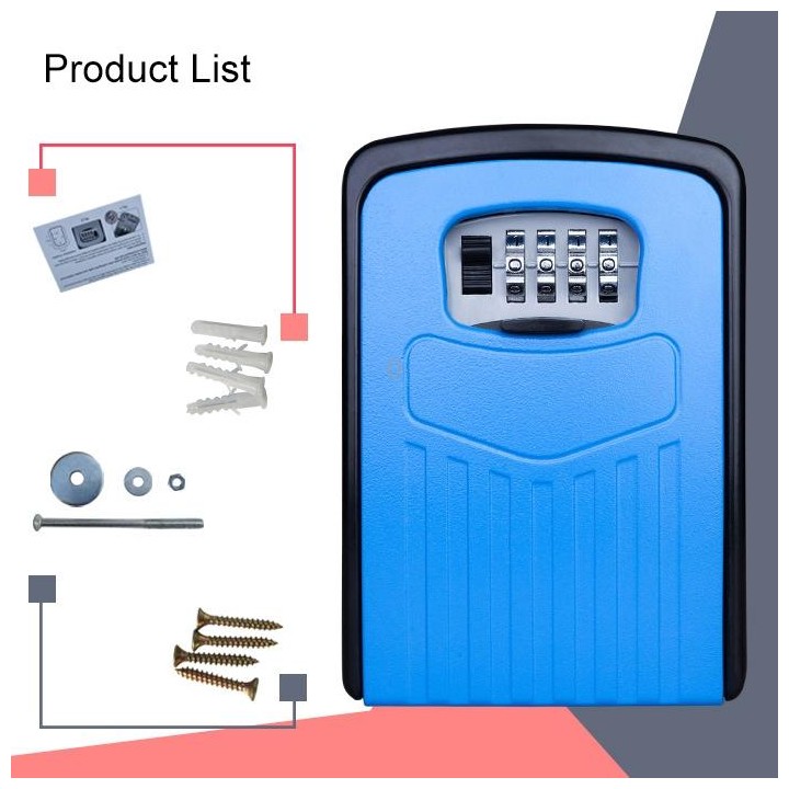 Large Password Lock Metal Storage Box Villa Security Box Wall Cabinet Safety Box(Blue)