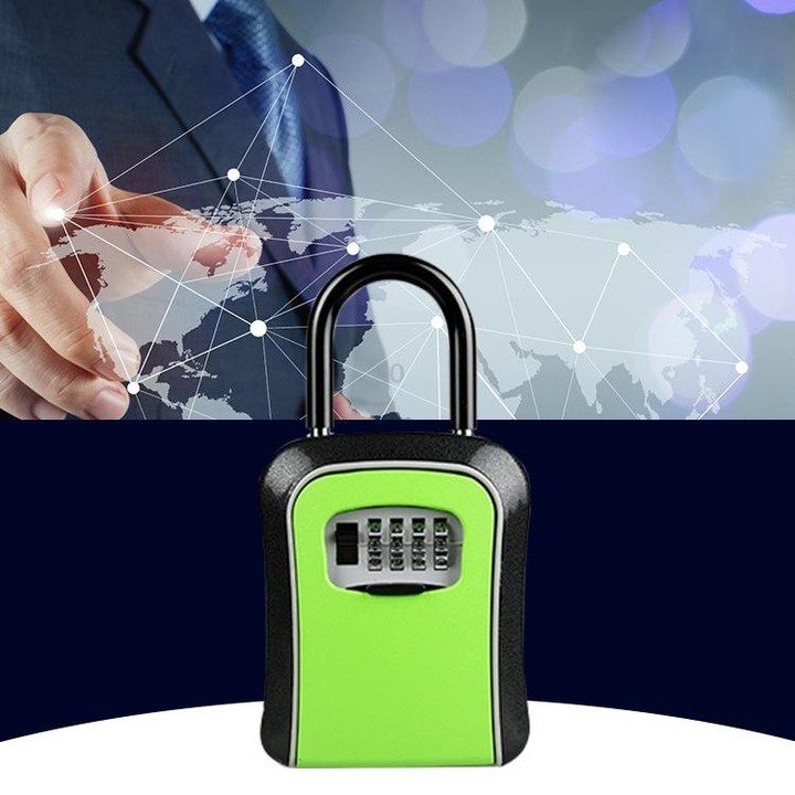 Car Password Lock Storage Box Security Box Hook Installation-free Safety Box(Green)