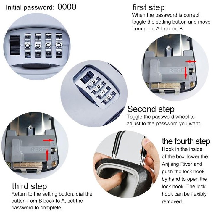Car Password Lock Storage Box Security Box Hook Installation-free Safety Box(Red)