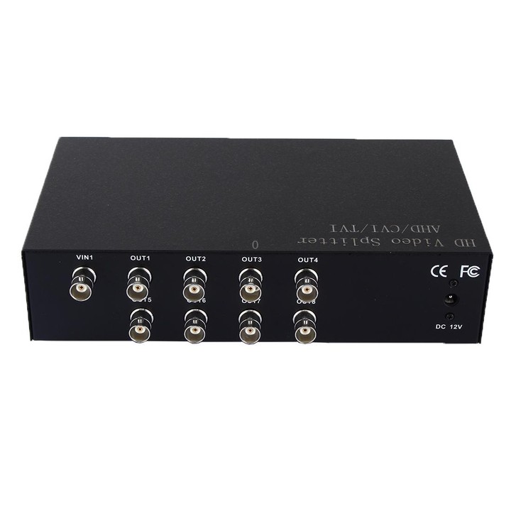 Coaxial AHD / CVI / TVI 1 into 8 Video Signal Splitter