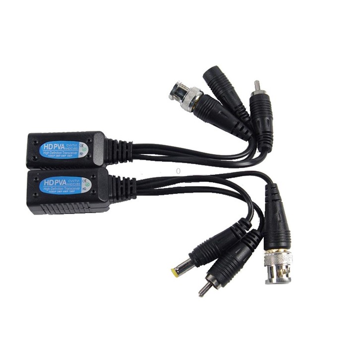 2 PCS Anpwoo 500PVA Spliceable 3 in 1 Power + Video + Audio Balun HD-CVI/AHD/TVI Passive Twisted Transceiver