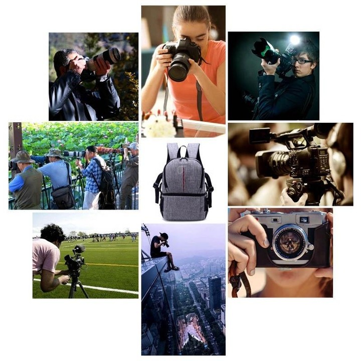 Multi-functional Waterproof Nylon Shoulder Backpack Padded Shockproof Camera Case Bag for Nikon Canon DSLR Cameras(Blue)