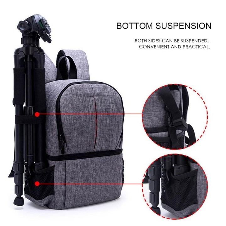 Multi-functional Waterproof Nylon Shoulder Backpack Padded Shockproof Camera Case Bag for Nikon Canon DSLR Cameras(Black)