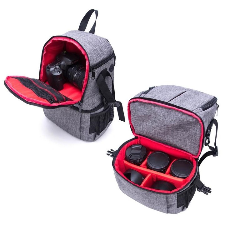 Multi-functional Waterproof Nylon Shoulder Backpack Padded Shockproof Camera Case Bag for Nikon Canon DSLR Cameras(Black)