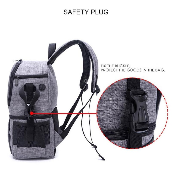 Multi-functional Waterproof Nylon Shoulder Backpack Padded Shockproof Camera Case Bag for Nikon Canon DSLR Cameras(Grey)
