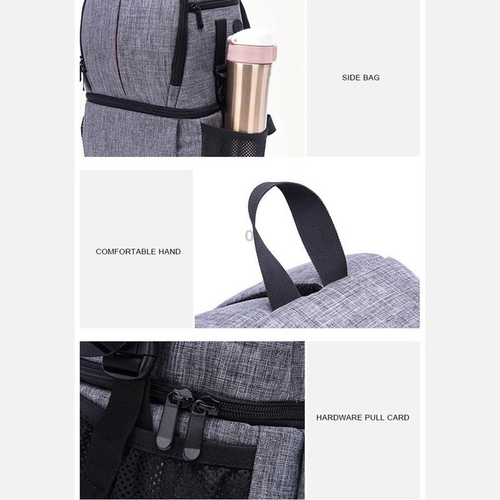Multi-functional Waterproof Nylon Shoulder Backpack Padded Shockproof Camera Case Bag for Nikon Canon DSLR Cameras(Grey)