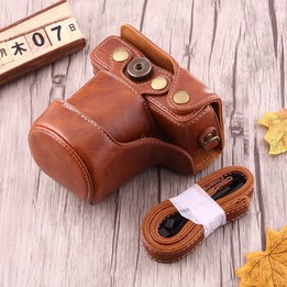 Full Body Camera PU Leather Case Bag with Strap for Canon EOS M10(Brown)