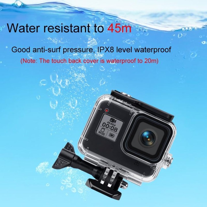 45m Waterproof Case + Touch Back Cover + Color Lens Filter for GoPro HERO8 Black (Pink)