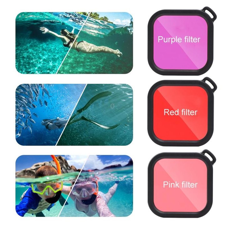45m Waterproof Case + Touch Back Cover + Color Lens Filter for GoPro HERO8 Black (Purple)