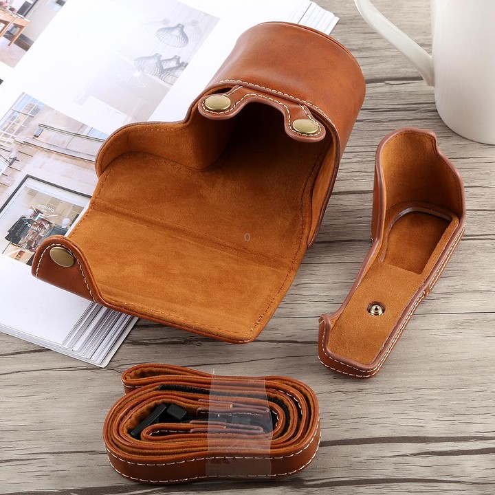 Full Body Camera PU Leather Case Bag with Strap for Sony A5100 (Brown)
