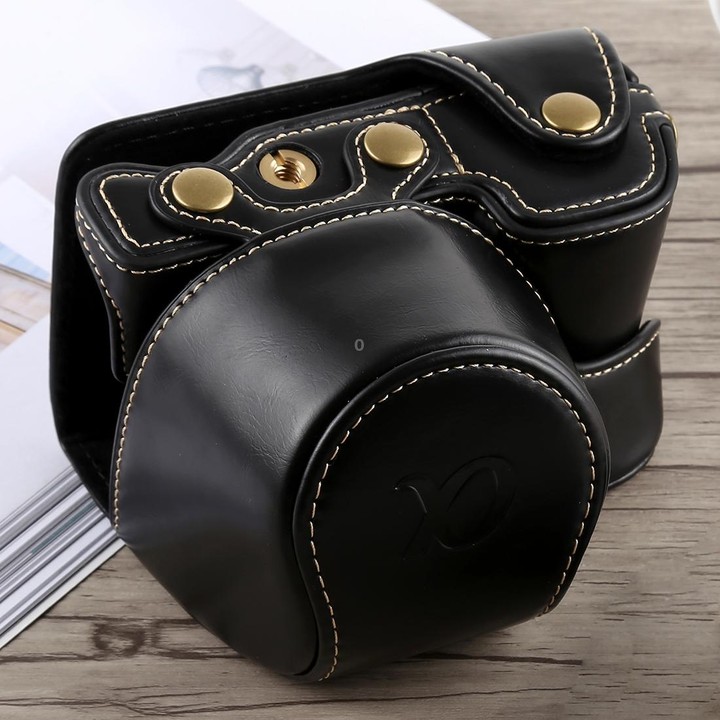 Full Body Camera PU Leather Case Bag with Strap for Sony A6300(Black)