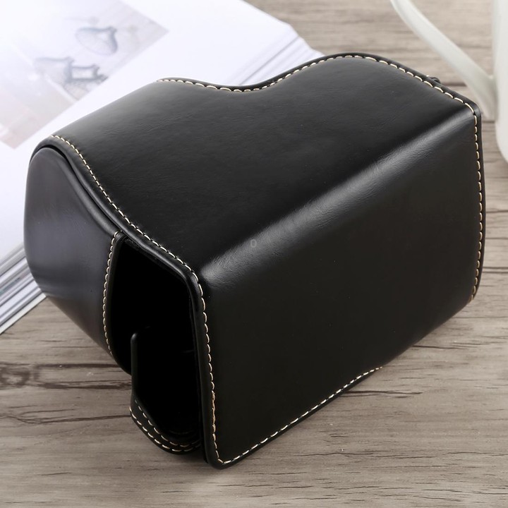 Full Body Camera PU Leather Case Bag with Strap for Sony A6300(Black)
