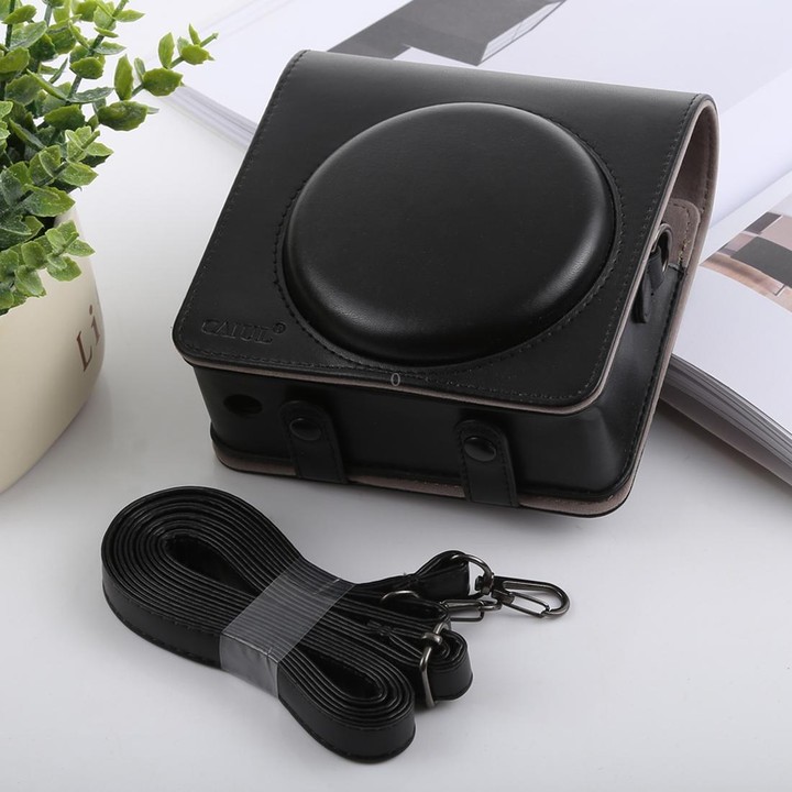 Retro Style Full Body Camera PU Leather Case Bag with Strap for FUJIFILM instax SQUARE SQ6 (Black)