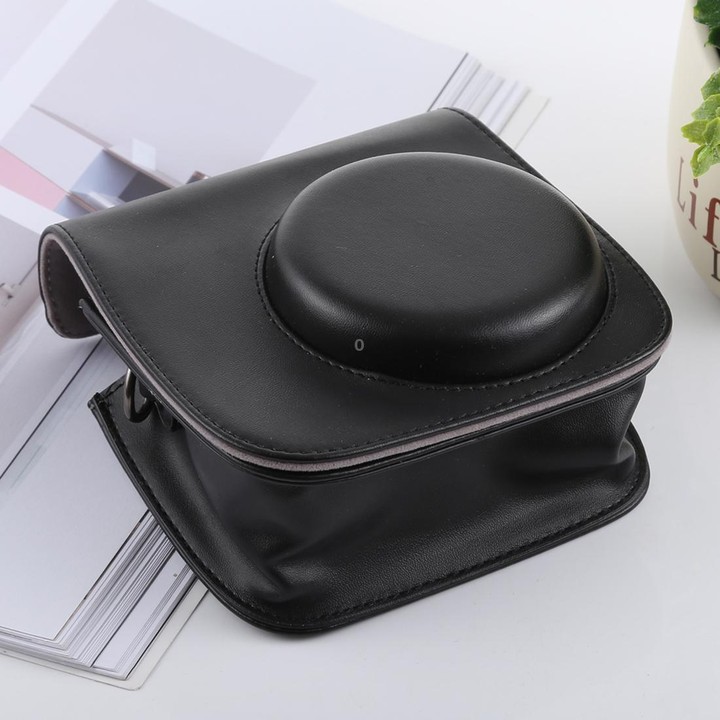 Retro Style Full Body Camera PU Leather Case Bag with Strap for FUJIFILM instax mini 9 / mini 8+ / mini 8(Black)
