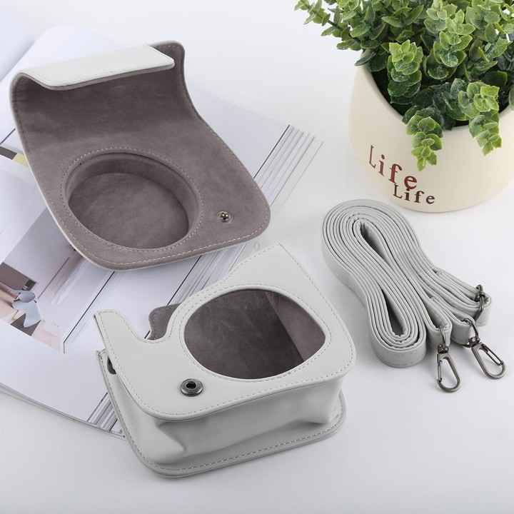 Retro Style Full Body Camera PU Leather Case Bag with Strap for FUJIFILM instax mini 9 / mini 8+ / mini 8(White)