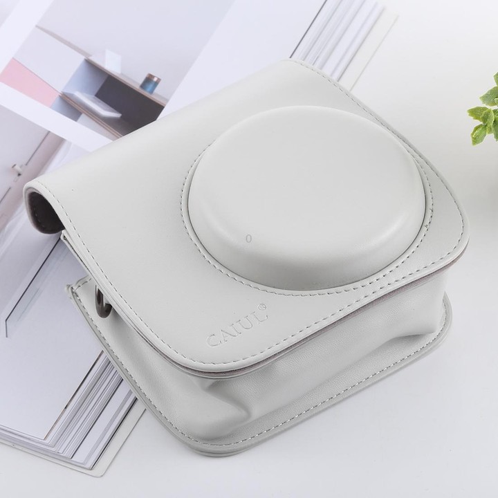 Retro Style Full Body Camera PU Leather Case Bag with Strap for FUJIFILM instax mini 9 / mini 8+ / mini 8(White)