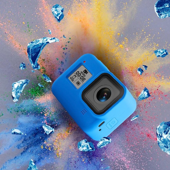 Silicone Protective Case Cover with Wrist Strap for GoPro HERO8 Black(Blue)