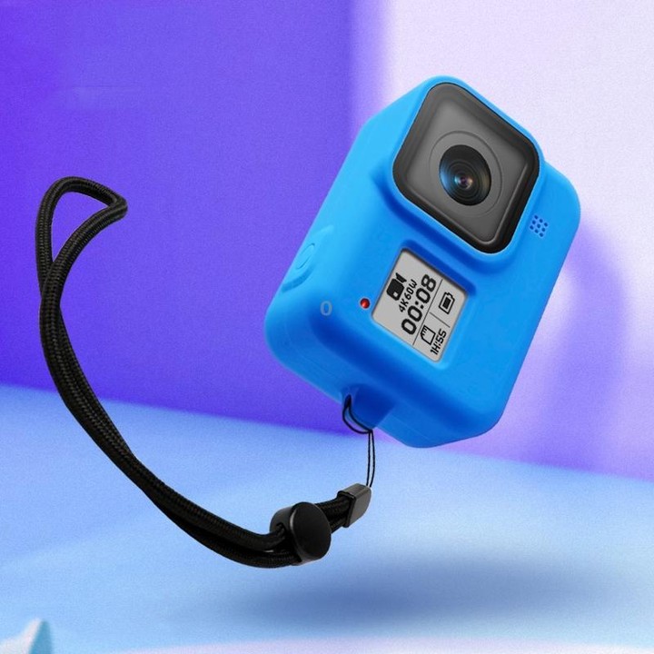 Silicone Protective Case Cover with Wrist Strap for GoPro HERO8 Black(Blue)