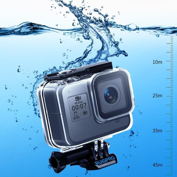 RUIGPRO for GoPro HERO8 Black 45m Waterproof Housing Protective Case with Buckle Basic Mount & Screw(Transparent)