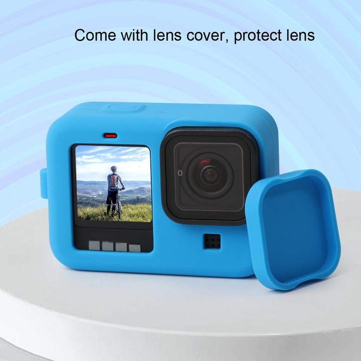 For GoPro HERO10 Black / HERO9 Black Silicone Protective Case Cover with Wrist Strap & Lens Cover(Black)