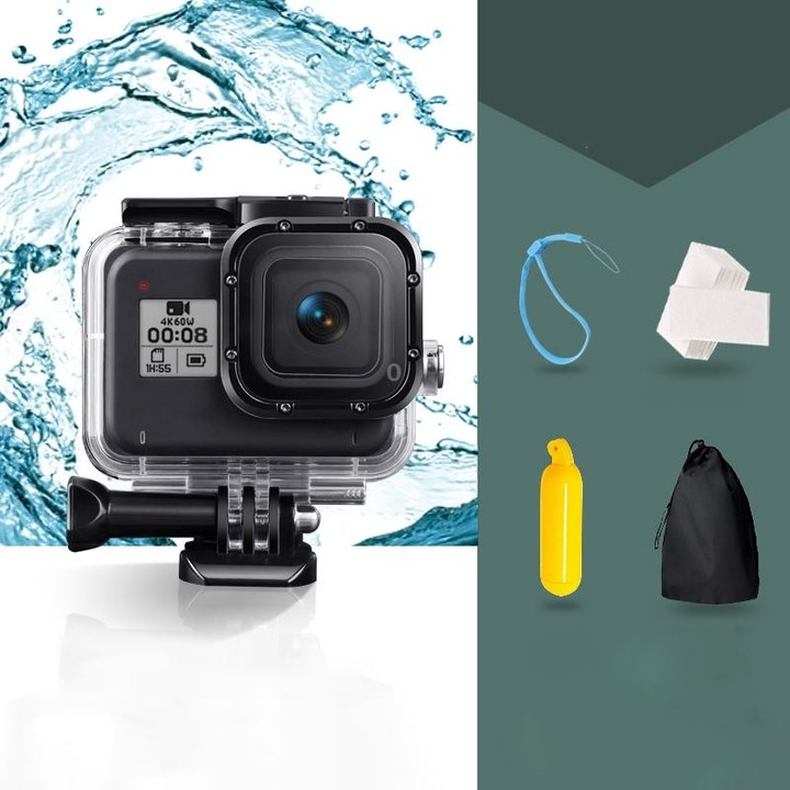 For GoPro HERO8 Black 45m Waterproof Housing Protective Case with Buckle Basic Mount & Screw & Floating Bobber Grip & Strap & An