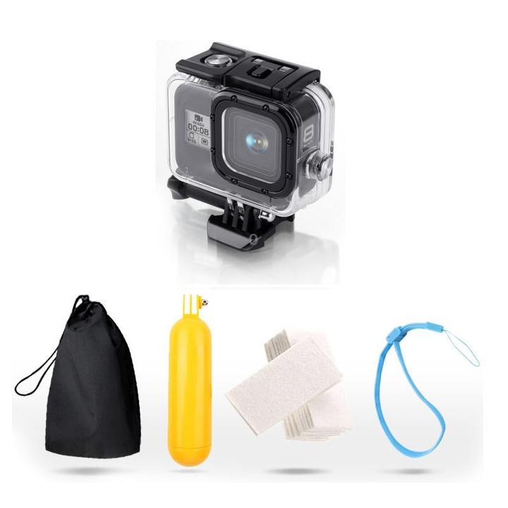 For GoPro HERO8 Black 45m Waterproof Housing Protective Case with Buckle Basic Mount & Screw & Floating Bobber Grip & Strap & An