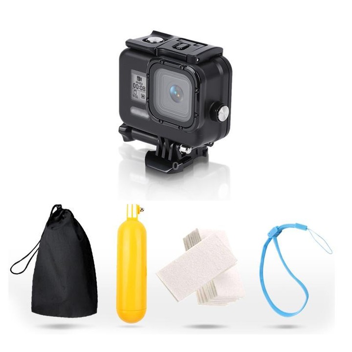For GoPro HERO8 Black 45m Waterproof Housing Protective Case with Buckle Basic Mount & Screw & Floating Bobber Grip & Strap & An
