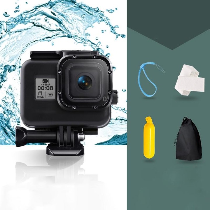 For GoPro HERO8 Black 45m Waterproof Housing Protective Case with Buckle Basic Mount & Screw & Floating Bobber Grip & Strap & An