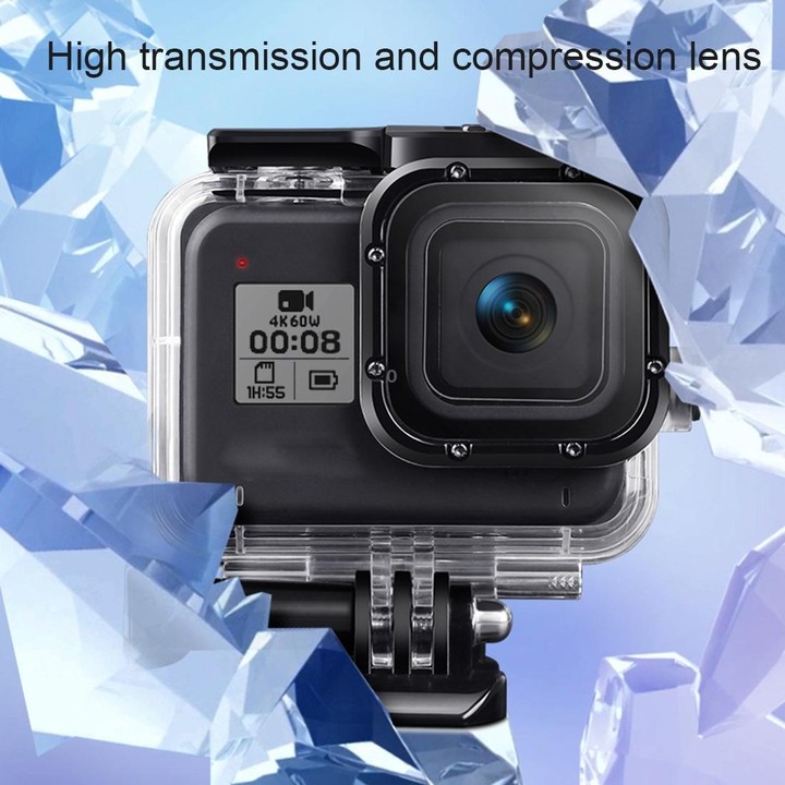 For GoPro HERO8 Black 45m Waterproof Housing Protective Case with Buckle Basic Mount & Screw & Floating Bobber Grip & Strap & An