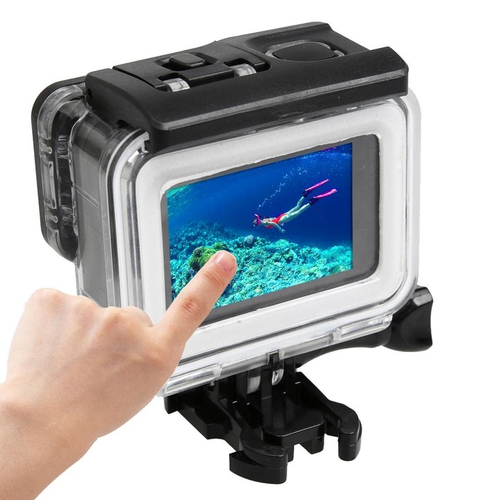 For GoPro HERO5 30m Waterproof PC & ABS Housing Protective Case + Touch Back Cover with Buckle Basic Mount & Long Screw, Backcov