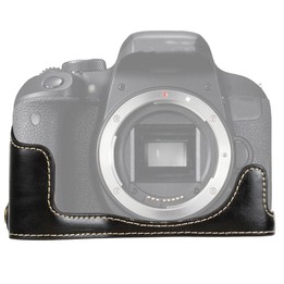 1/4 inch Thread PU Leather Camera Half Case Base for Canon EOS 77D / 800D(Black)