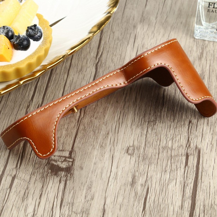 1/4 inch Thread PU Leather Camera Half Case Base for Canon EOS 90D (Brown)
