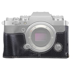 1/4 inch Thread Litchi Texture PU Leather Camera Half Case Base for FUJIFILM X-T4 (Black)