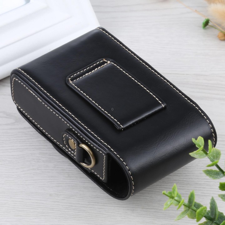 Vertical Flip Full Body Camera PU Leather Case Bag with Strap for Ricoh GR III / GRII, Sony ZV-1 / DSC-RX100M7 / RX100M6 / RX100