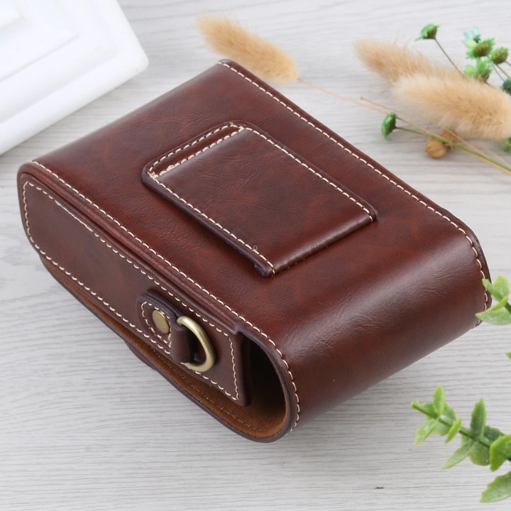 Vertical Flip Full Body Camera PU Leather Case Bag with Strap for Ricoh GR III / GRII, Sony ZV-1 / DSC-RX100M7 / RX100M6 / RX100